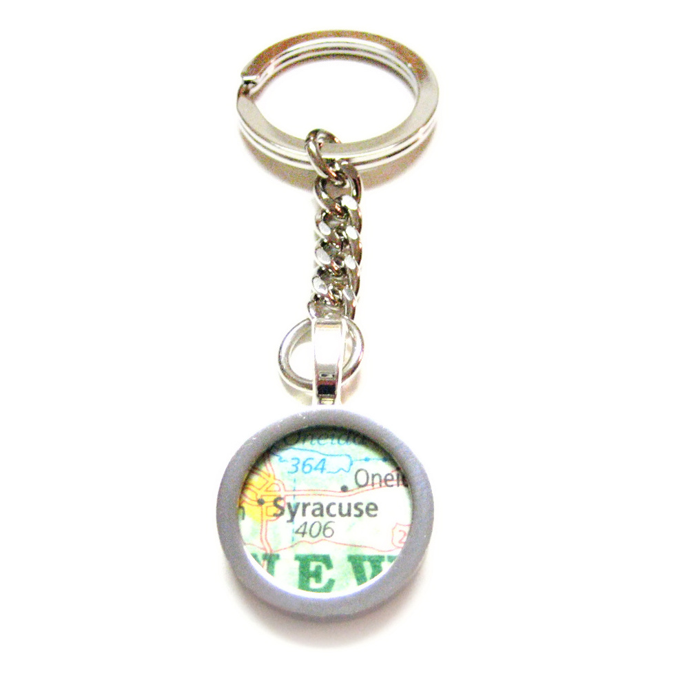 Syracuse New York Map Pendant Keychain